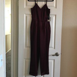 Red Wine Satin Jumpsuit